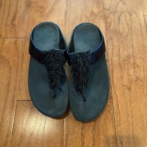 Navy Beaded Fit Flops